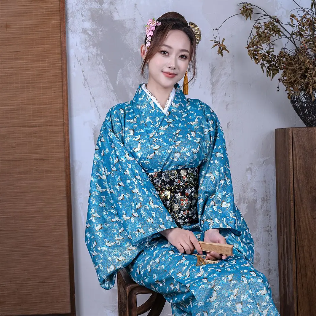 

Кимоно Lake Blue Xiaohe, японский сценарий, женский сезон, улучшенный халат для фотографии