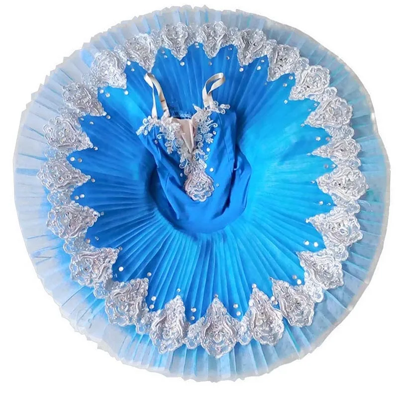 Falda abullonada profesional para niños y adultos, traje de baile de Ballet, falda de tutú azul, 10 colores, venta al por mayor, nuevo