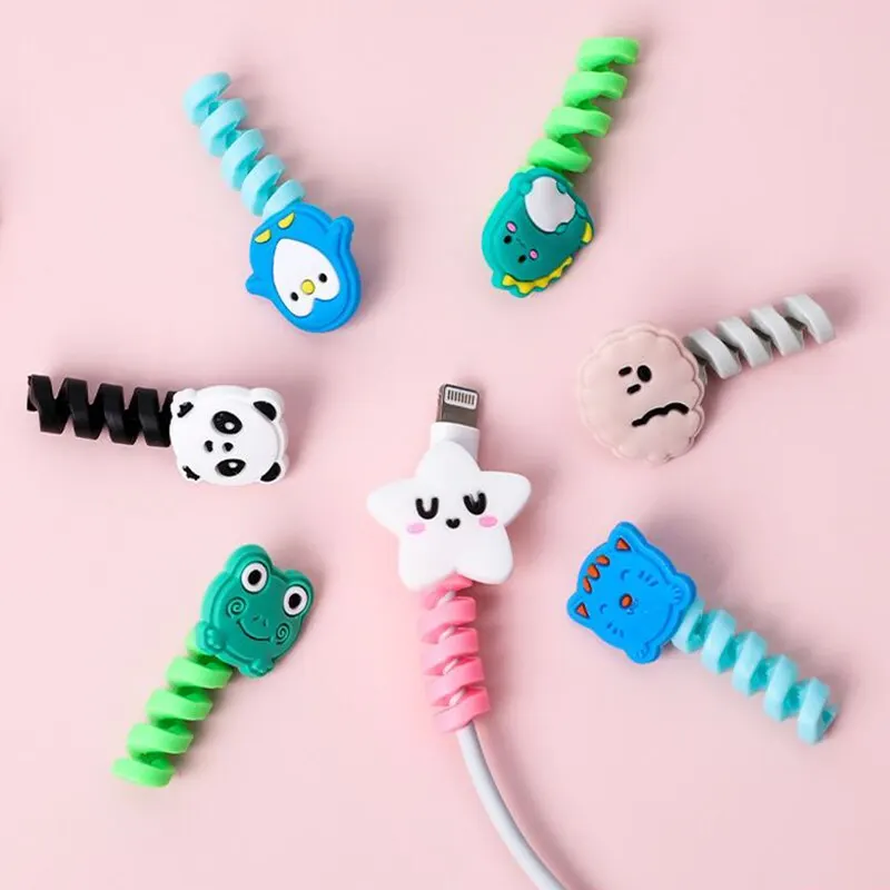 4pcs/setCute Bite Cartoon Animal Cable Protector Cord Wire Protection Mini Cover Charging Cable WinderFeature:1. Made of superio