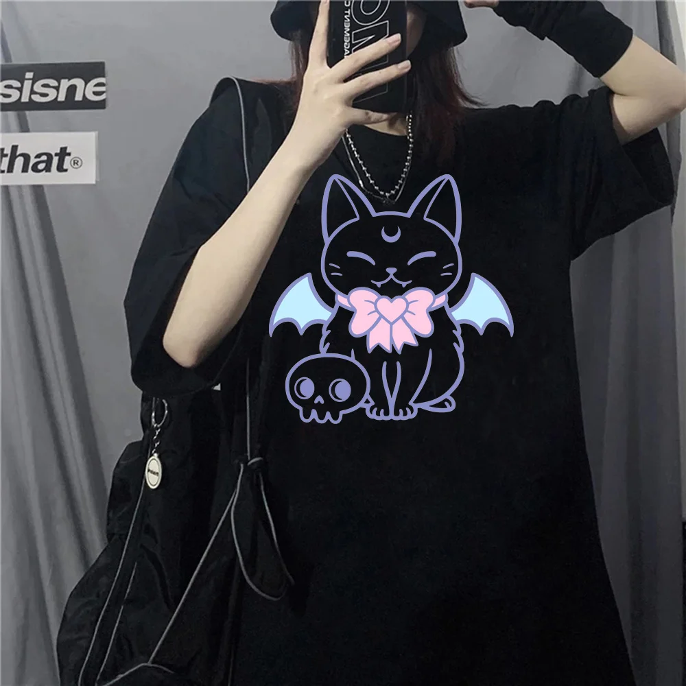 Pastel Goth tshirt women summer funny Y2K t shirt girl anime clothing