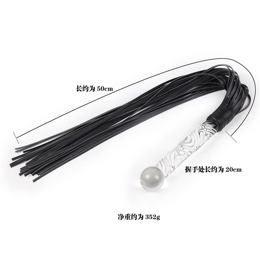 70CM Glass Handle Premium PU Leather Tassel Horse Whip Equestrian Riding Crop Whips for Horse Training