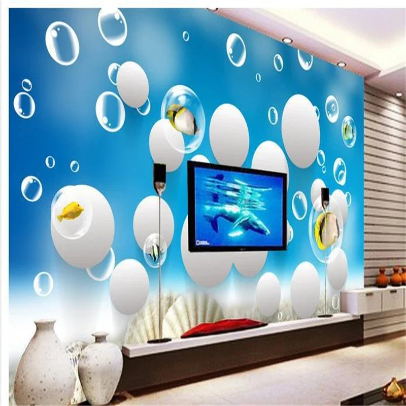 beibehang 3d stereoscopic wallpaper New style TV background wallpaper murals silk cloth cartoon underwater sea world wallpaper