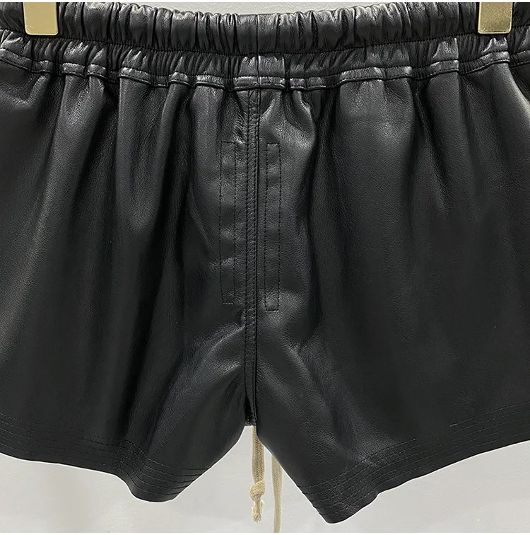 Women's Fashion Basic PU Leather Four Corner Pockets Comfortable Shorts New Versatile Black Short Pants