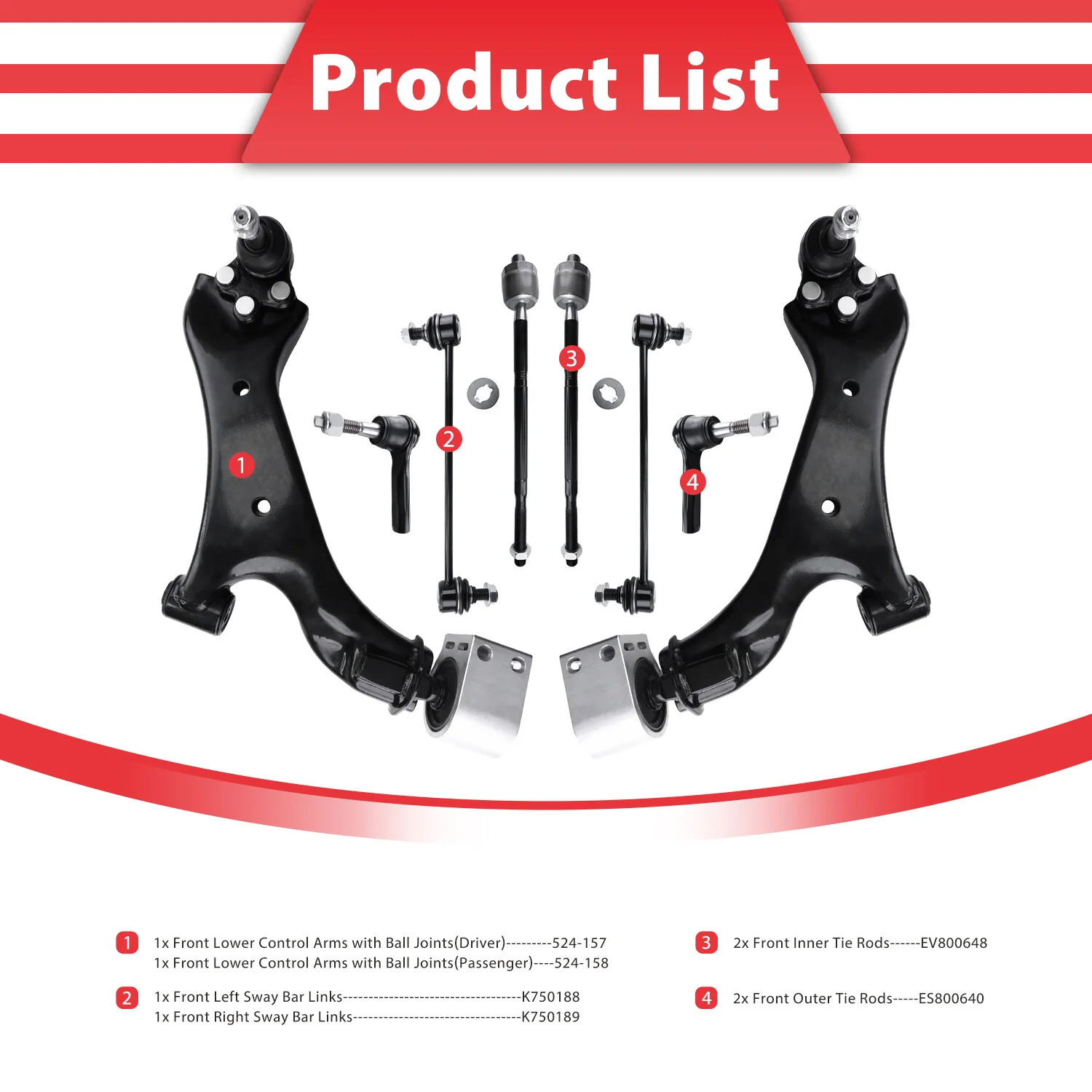 

TOPICKSAP 8pc Front Lower Control Arm with Ball Joints Front Tie Rods Sway Bar Link Kits For Chevrolet Equinox 2010 2011 - 2017