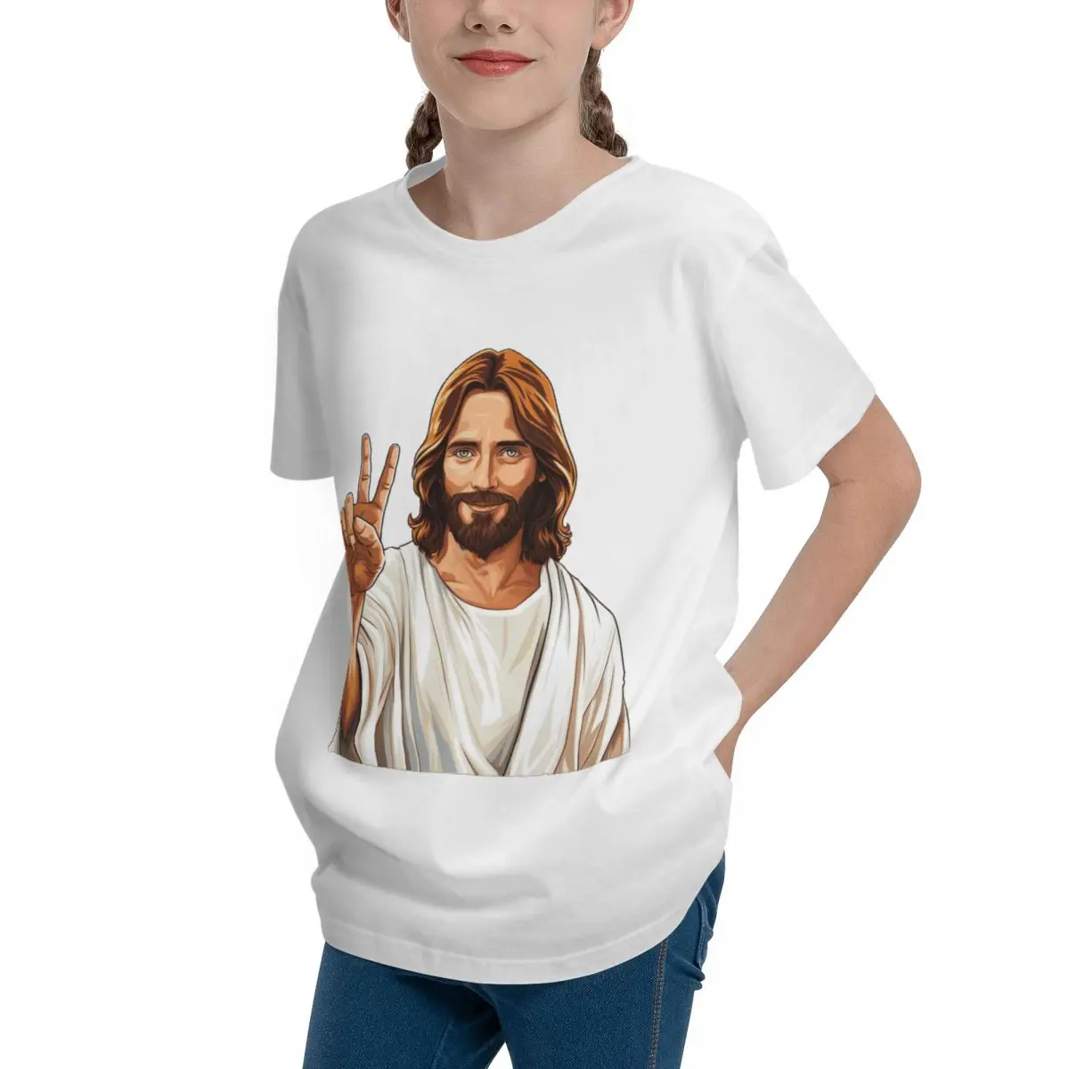 Jesus Peace Peace Sign Men S Premium High grade Tshirt Top Quality Joke Leisure Retro Teeanger T-Shirt