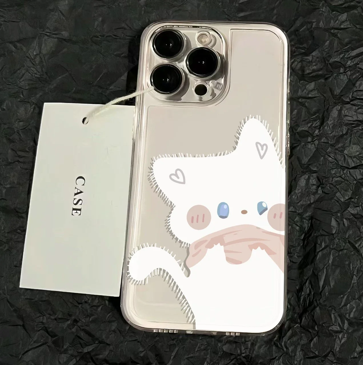 

Cute Cartoon Black White Cat Couple Phone Case For iPhone 17 16 15 11 12 14 13 Pro Max Mini X XS XR 7 8 Plus SE 16E Cover Fundas