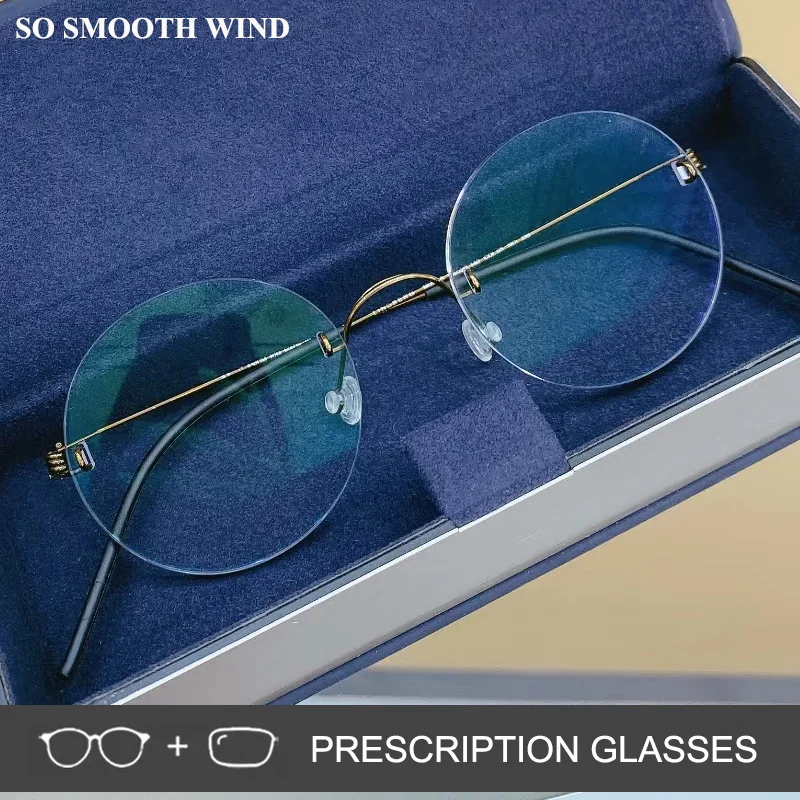 

Denmark Brand Rimless Round Optical Glasses Frame Ultralight Screwless Prescription Eyeglasses No Rim Customized Spectacles 356