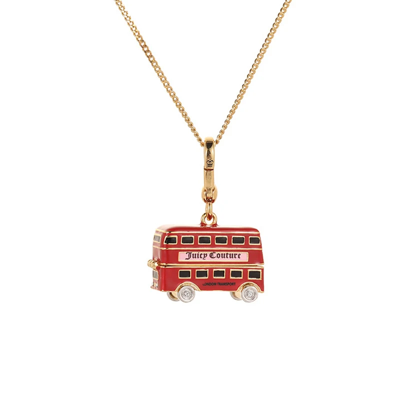 1Pc Exquisite Enamel Red Bus Pendant,Openable Car Necklace,Mini Black Puppy Pendant,Women Sweet Party Jewelry Christmas Gifts