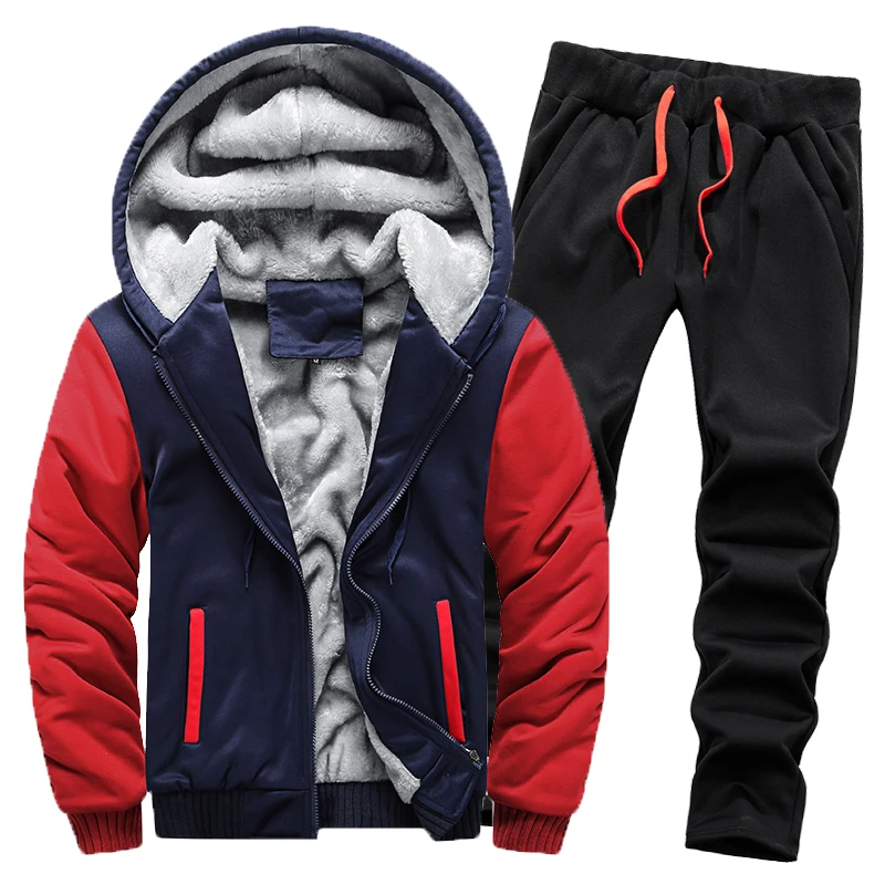 Men's suits 2025 Winter men thicken hoodies Brand Sporting Clothes Sweatshirt+Sweatpants Mens Clothing 2 Pieces Sets Tracksuit