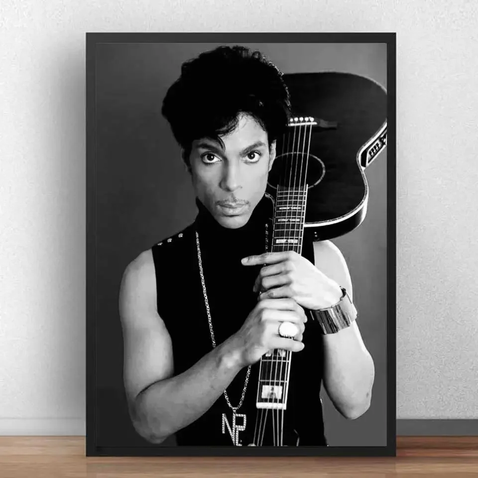 Póster de Prince Rogers Nelson, en blanco y negro, con imágenes de música rock, un cantante y una estrella del arte, pintado sobre lienzo, para decorar paredes de salones y hogares.