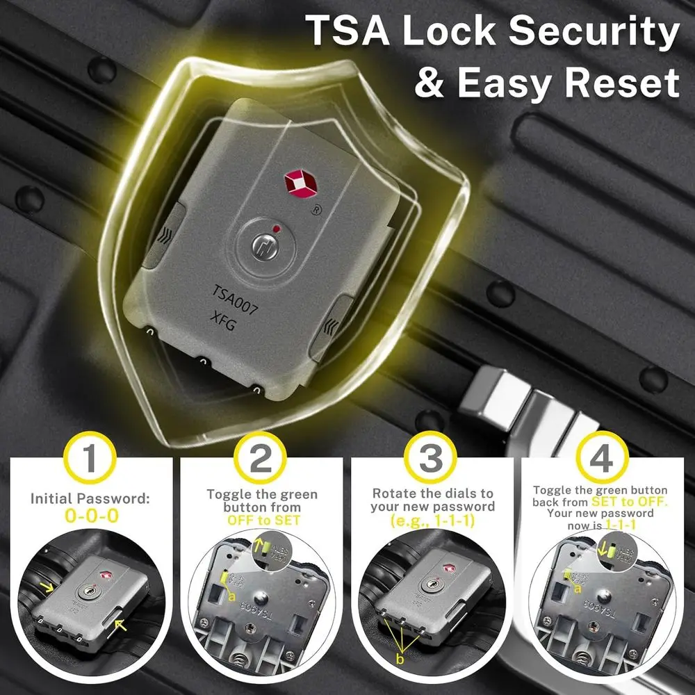 20 Aluminum Frame Spinner Suitcase - Hardshell PC+ABS with TSA Lock, No Zipper