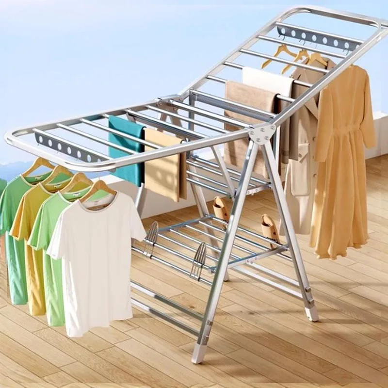 Convenient Adjusable Clothes Hanger Indoor Bathroom Space Saving Clothes Drying Rack Foldable Skirt Appendiabiti Decorative