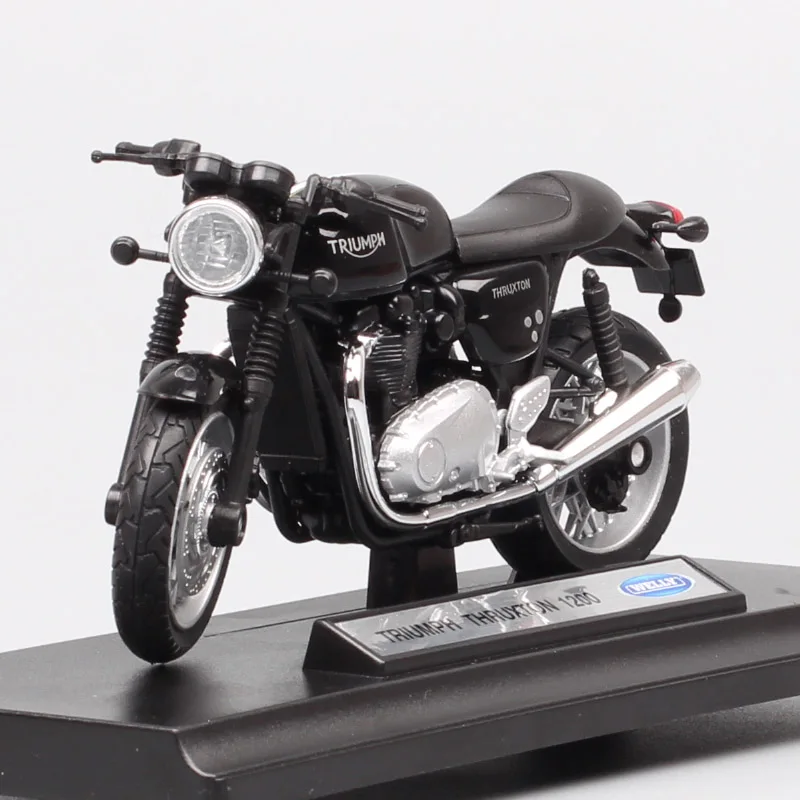 Welly 1/18 escala Triumph Thruxton 1200 Retro Cafe Racer Bike Motocicleta Diecasts Toy Modelo Moto Crianças Lembrança Colecionável Crianças