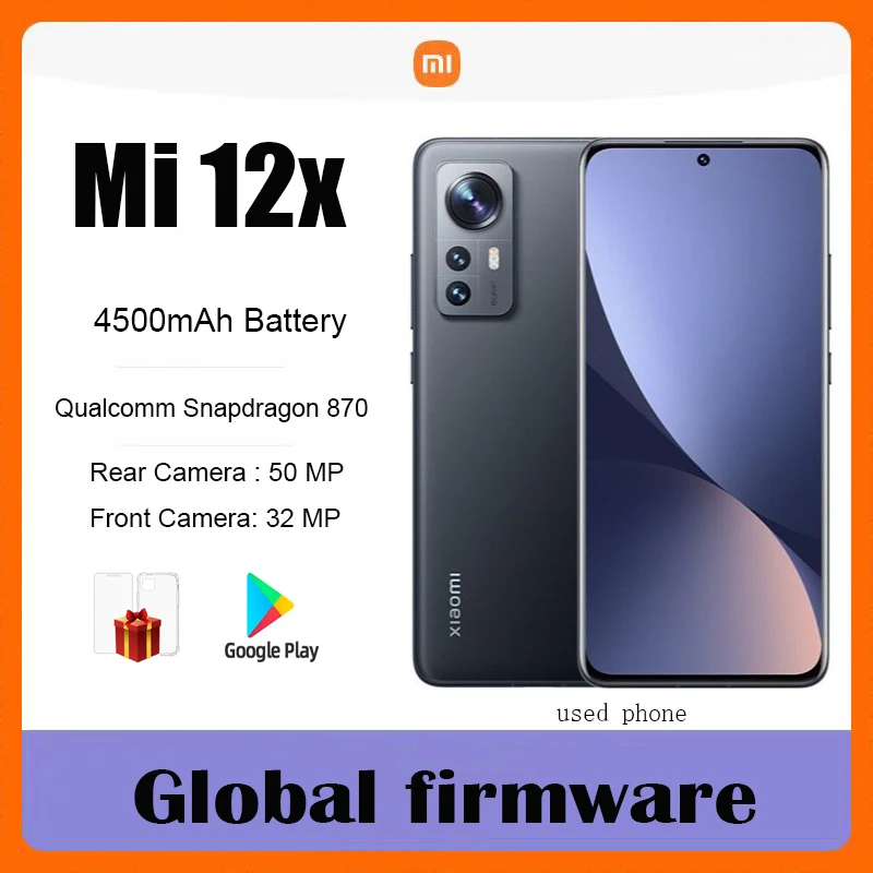 Global Firmware Xiaomi Mi 12x Smartphone Android 5G 6.28 Inch HyperOS 1.0 All Original Used Phone