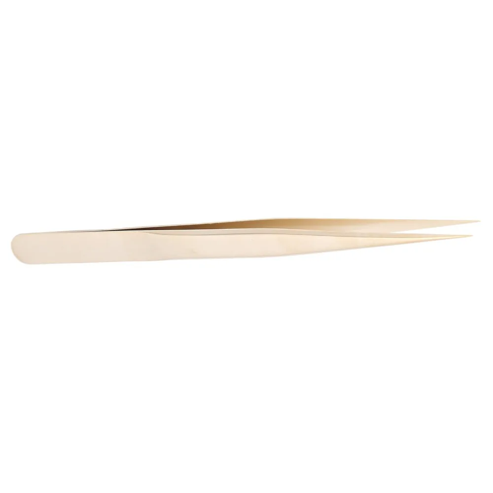 Stable Golden Straight Precision Tweezers Aluminum Alloy Fine Pointed Tips Eyelash Tweezers Jewelry Bead Tweezers Manicure