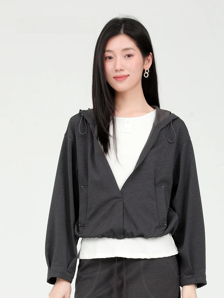 

Dailanzhi 2025 New Loose Hoodie Camisole Set Casual Commute Sports Wear Women's Fashion Set Short Sleeve Long Sleeve Hoodie