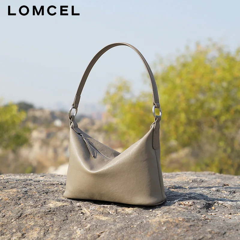 LOMCELE 124 Leather bag with vintage style, made from top-grain tanned cowhide, featuring a classic Hobo design, suitable f