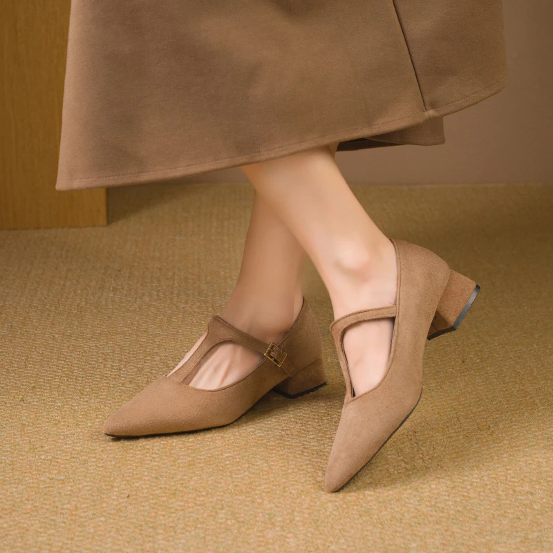 

Винтажные туфли Мэри Джейн на низком каблуке с острым носком, новые женские туфли на плоской подошве с одним ремешком