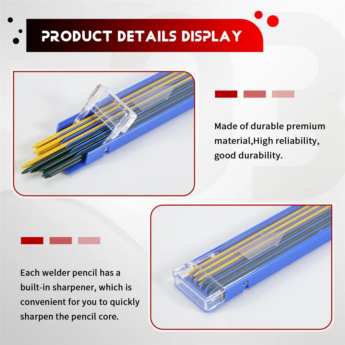 Jun.A-2 Pcs Welders Pencil with 48 PCS Round Refills Mechanical Pencils Metal Welding Marker for Tube Pipe Fitter Welder