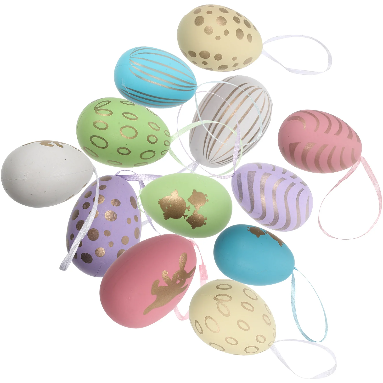

12 Pcs Easter Egg Decoration Holiday Ornaments Hanging Eggs Festival Decorations Decorate Craft Spring for Tree