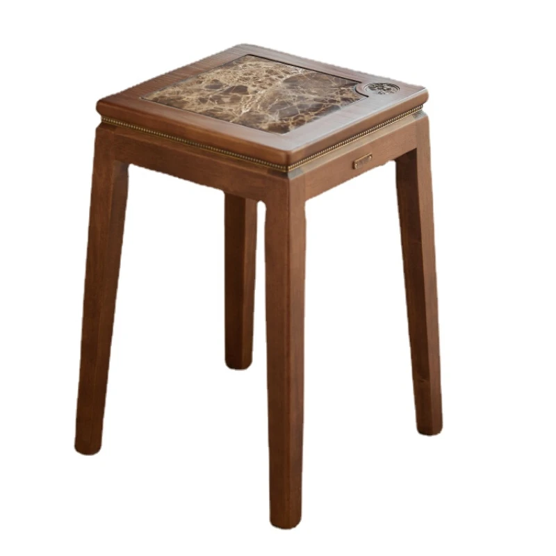 

Hxl Solid Wood High Bench Household Non-Slip Thickened New Chinese Style Dressing Table Marble Stool