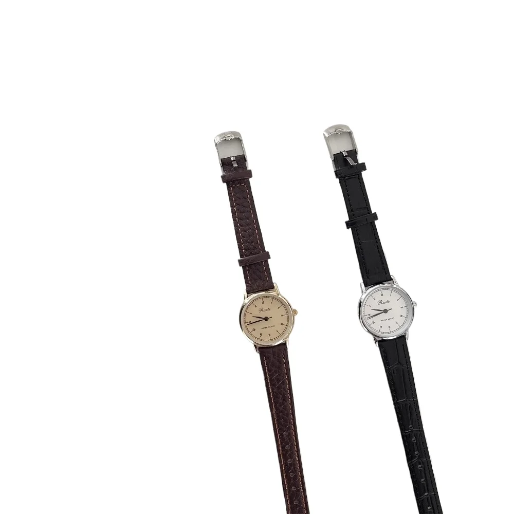 

Ретро модные римские весы круглые изысканные часы с маленьким циферблатом женские, литературные и повседневные универсальные женские часы