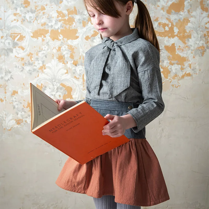 

Autumn Winter Toddler Girls Shirt Preppy Style Plaid Kids Baby Girls Bow T-shirt Versatile Little Girls Lace Up Undershirt