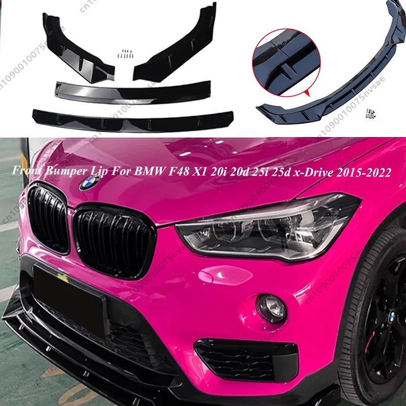 Für BMW F48 X1 20i 20d 25i 25d X-Drive 2015-2022 Auto Frontstoßstange Lippe Spoiler Splitter Diffusor Abdeckung Karosserie-Kit Tuning
