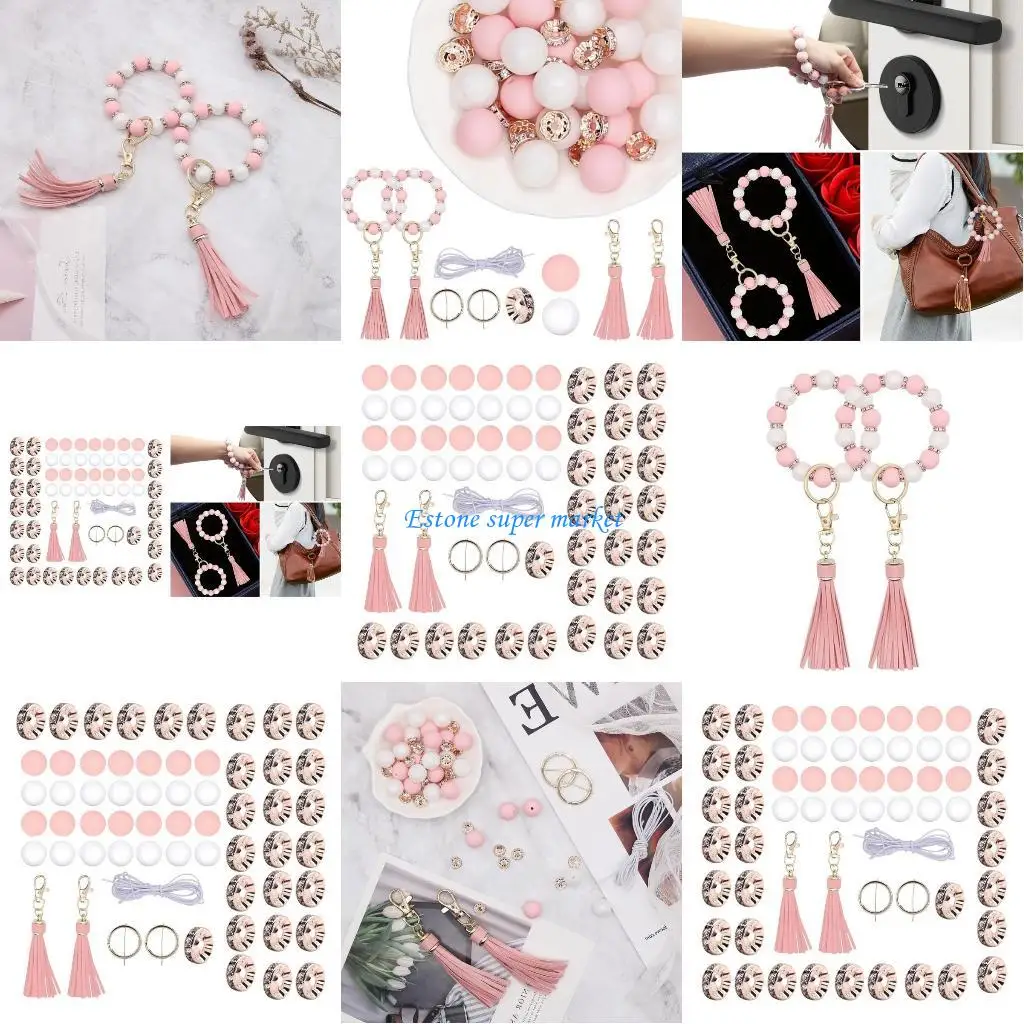 090B مجموعة خرز سيليكون عصرية لسلسلة المفاتيح DIY لصنع أنماط الألوان العصرية والأشكال