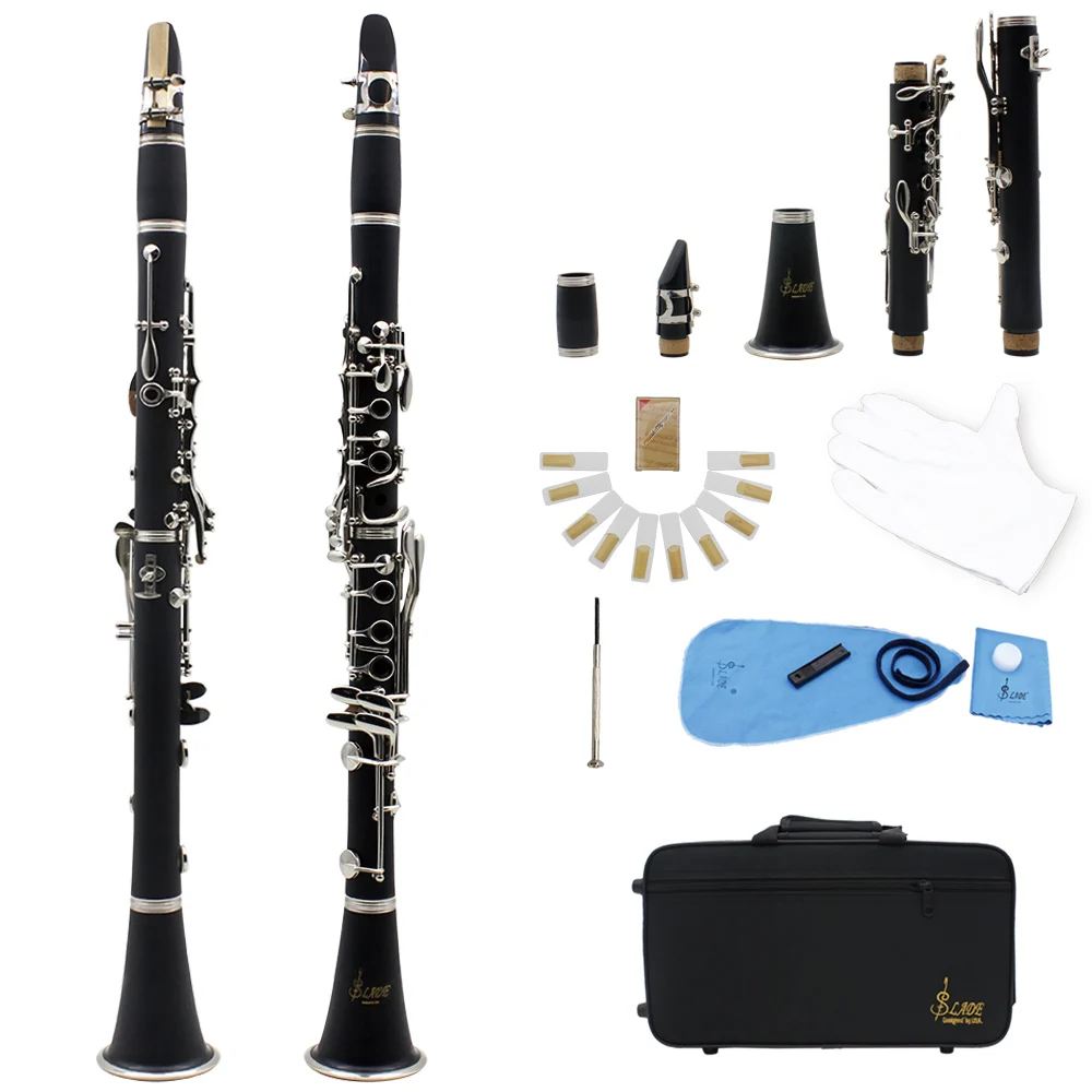 SLADE Clarinet Bb Clarinet 17 Keys 6 Rings Clarinetto Blackwinds Portable Bakelite With Accessory Clarinet Woodwind Instruments