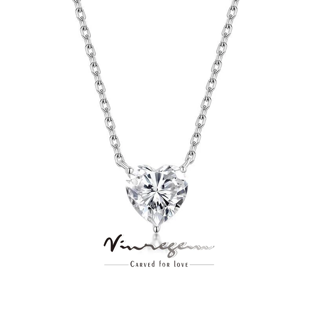 

Vinregem Pass Test 3EX VVS1 D Heart Cut 2 CT 8 MM Real Moissanite Diamond Gems Pendant Necklace 925 Sterling Silver Fine Jewelry