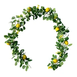 Artificial Lemon Garland Hanging Lemon Rattan Fake Lemon Garland With Eucalyptus Leaves Front Door Vine Kitchen Outdoor Decor