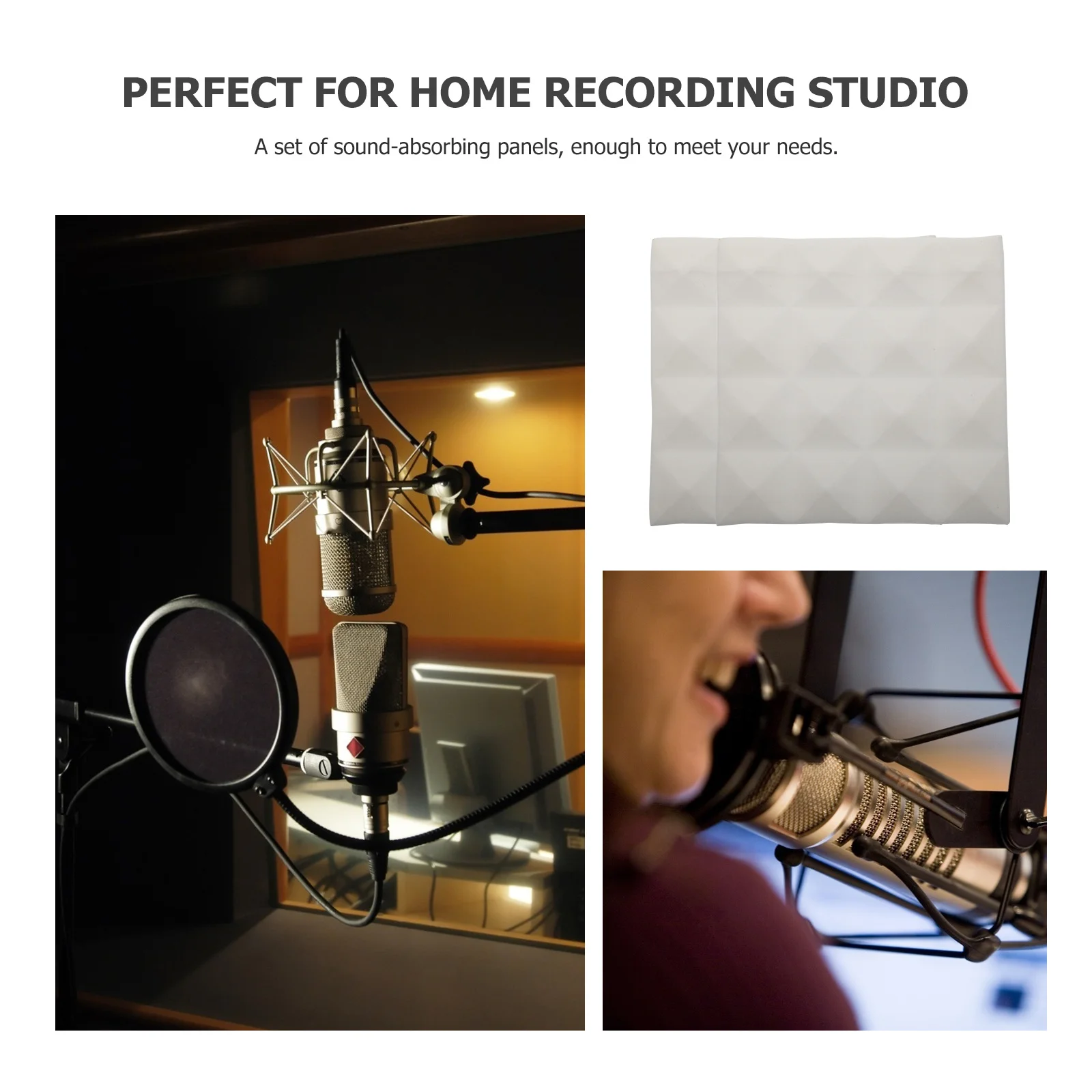 

12pcs Sound Absorbing Cotton Acoustic Panels Pyramid Wedge Foam Tiles For Wall Ceiling Noise Reduction Soundproofing