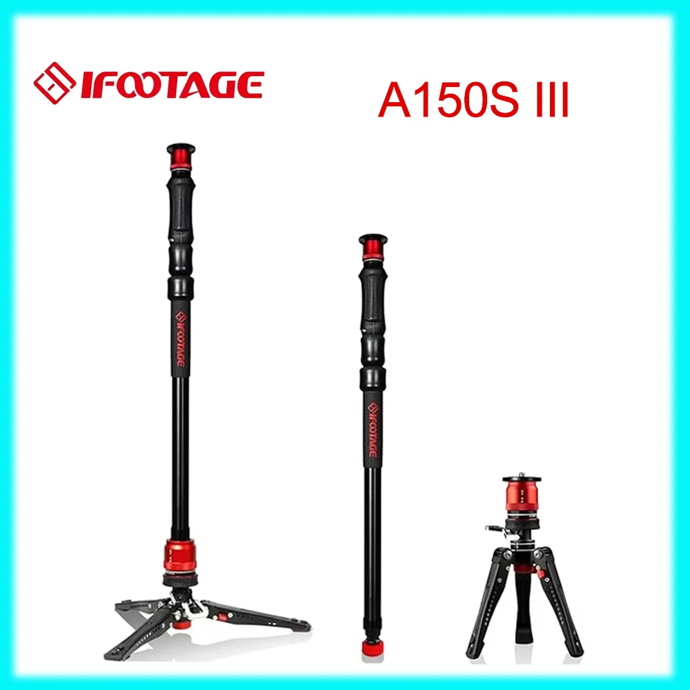 iFootage A150S III Camera Aluminum Tripods Monopod with Low Profile Minipod Base K5S Fluid Head Payload 11lb/5KG Monopod