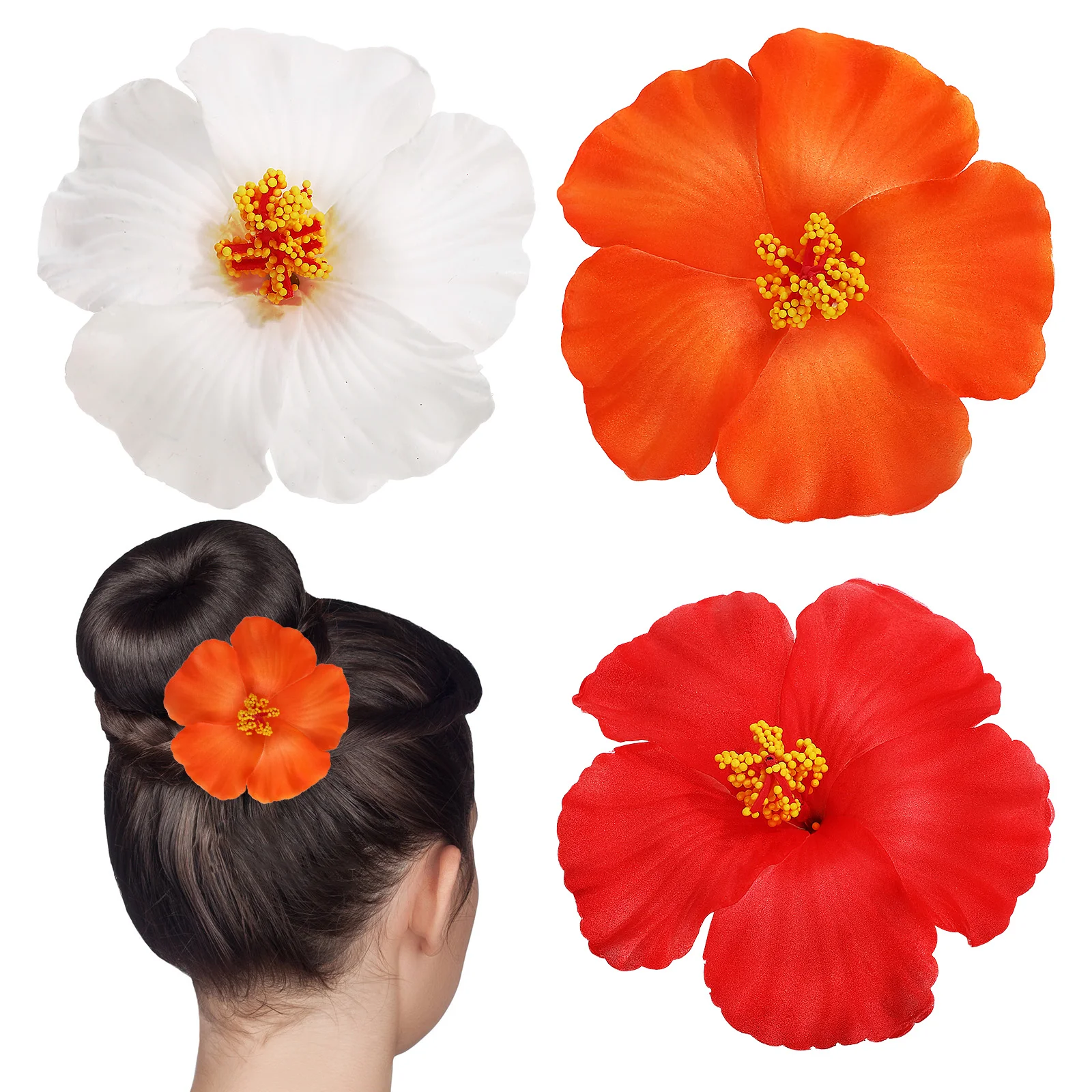 

3 Pcs Hawaiian Flower Hairpin Flowers Blossom The For Women Accessories Eva Clips