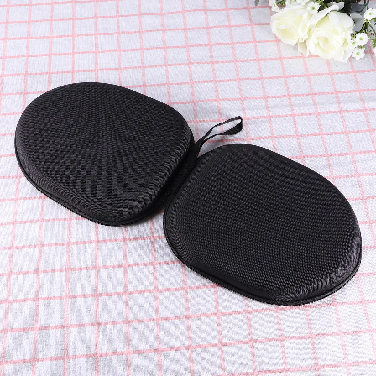 Portable Headphone Case Compact Black Polyester Mesh Soft Lining Double Mesh Compatible Mdr-Zx100 Zx110 Zx300 Zx310 Zx600 Qc15