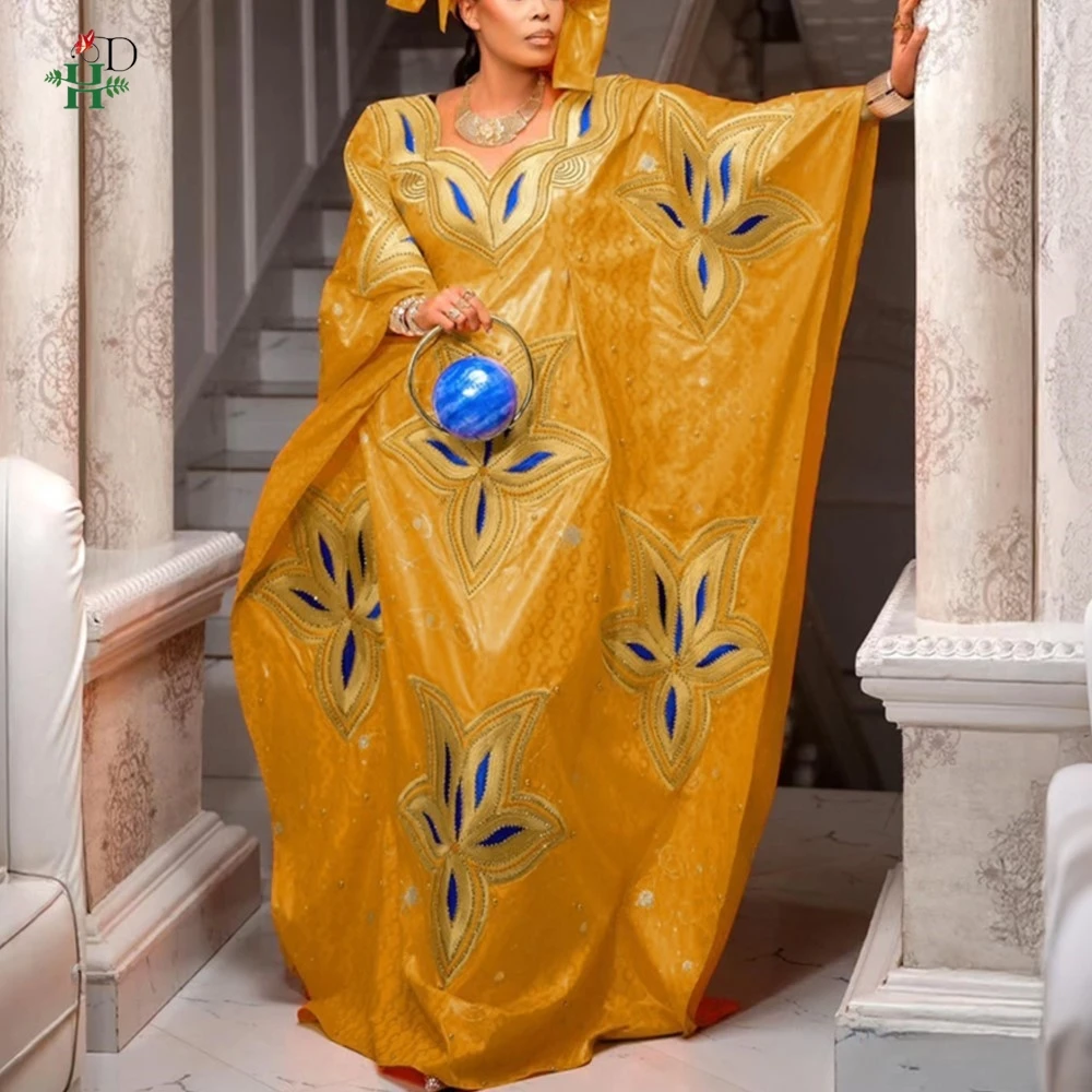 

H&D Dresses on Clearance Sale African Dresses for Woman Bazin Riche Dresses Turkey Dress Embroidery Africain Femme Robe 2026