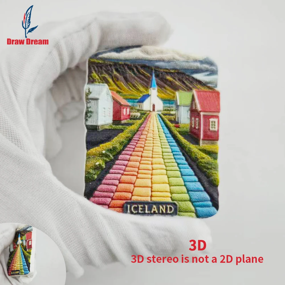 1Pc Iceland Creative 3D Embossed Refrigerator Magnet World Travel Souvenir Collection Suitable for Home and Office Decoration, Personalized Exclusive Travel Souvenir Magnetic Refrigerator Magnet, Home Decoration, Kitchen, Room, Office, Cabinet Crafts, Gifts, Holiday Souvenirs, Exquisite Small Gifts