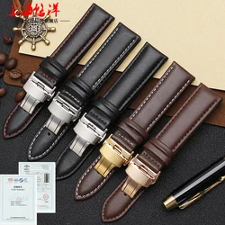 12/14/16/18/19/20/21/22/23/24mm Genuine Leather Watch Band For Citizen Tissot Cowhide Strap waterproof Men Women Bracelet Black