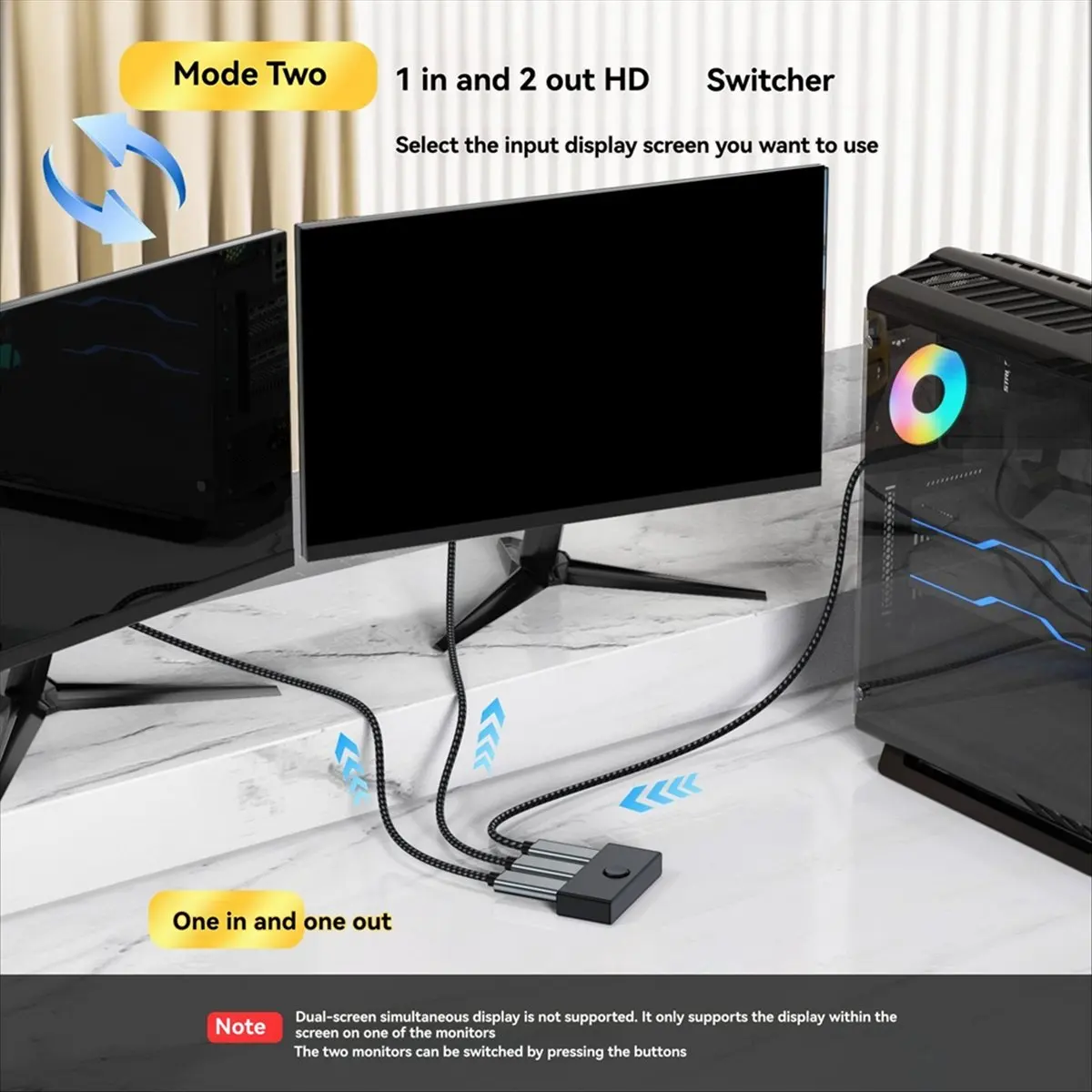 Y60A NEW-HDMI-Compatible Switcher 8K 60Hz Bi-Direction HD Splitter 1x2/2x1 HD Switcher for PS5 Xbox HDMI-Compatible Switcher
