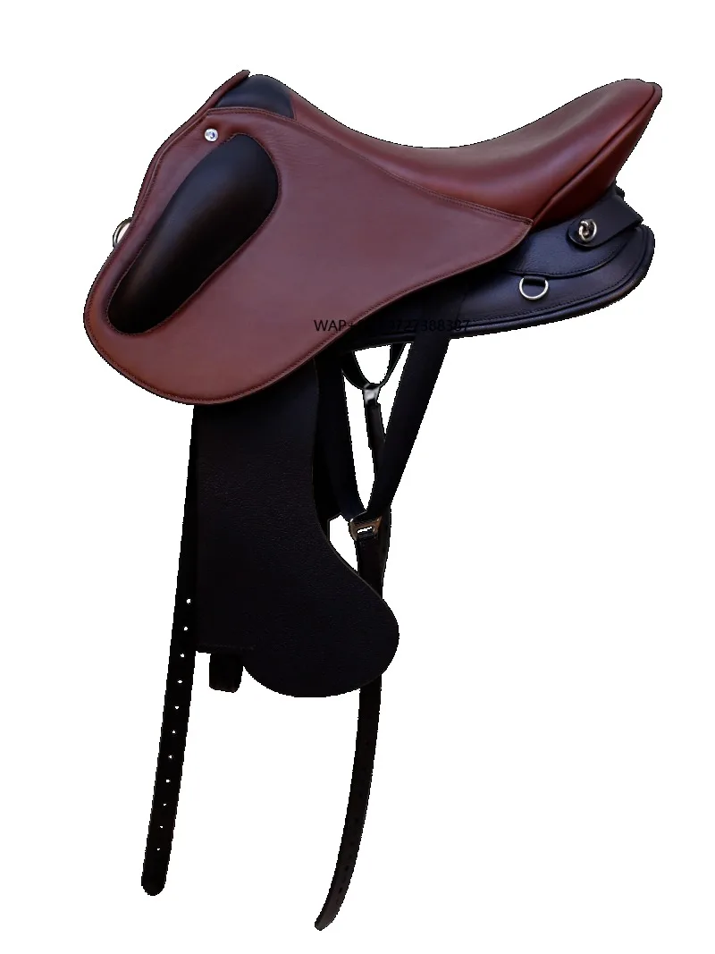 Elite Endurance Leather Horse Saddle Model Two for Long-Distance Riding Black Brown