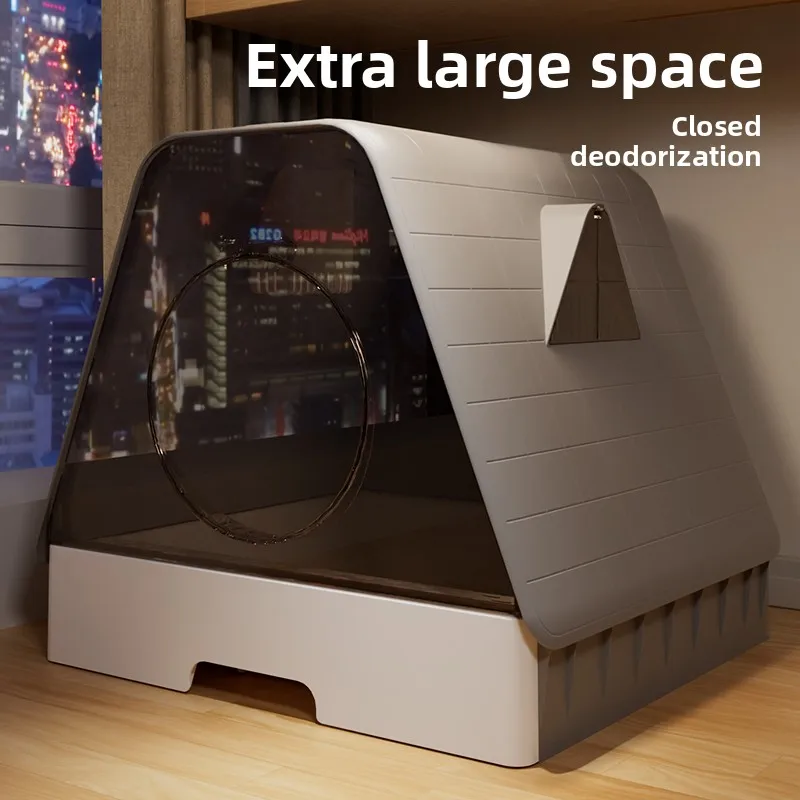 

Oversized Enclosed Cat Litter Box with Drawer Splash Guard Odor Control for Kittens Maine Coon