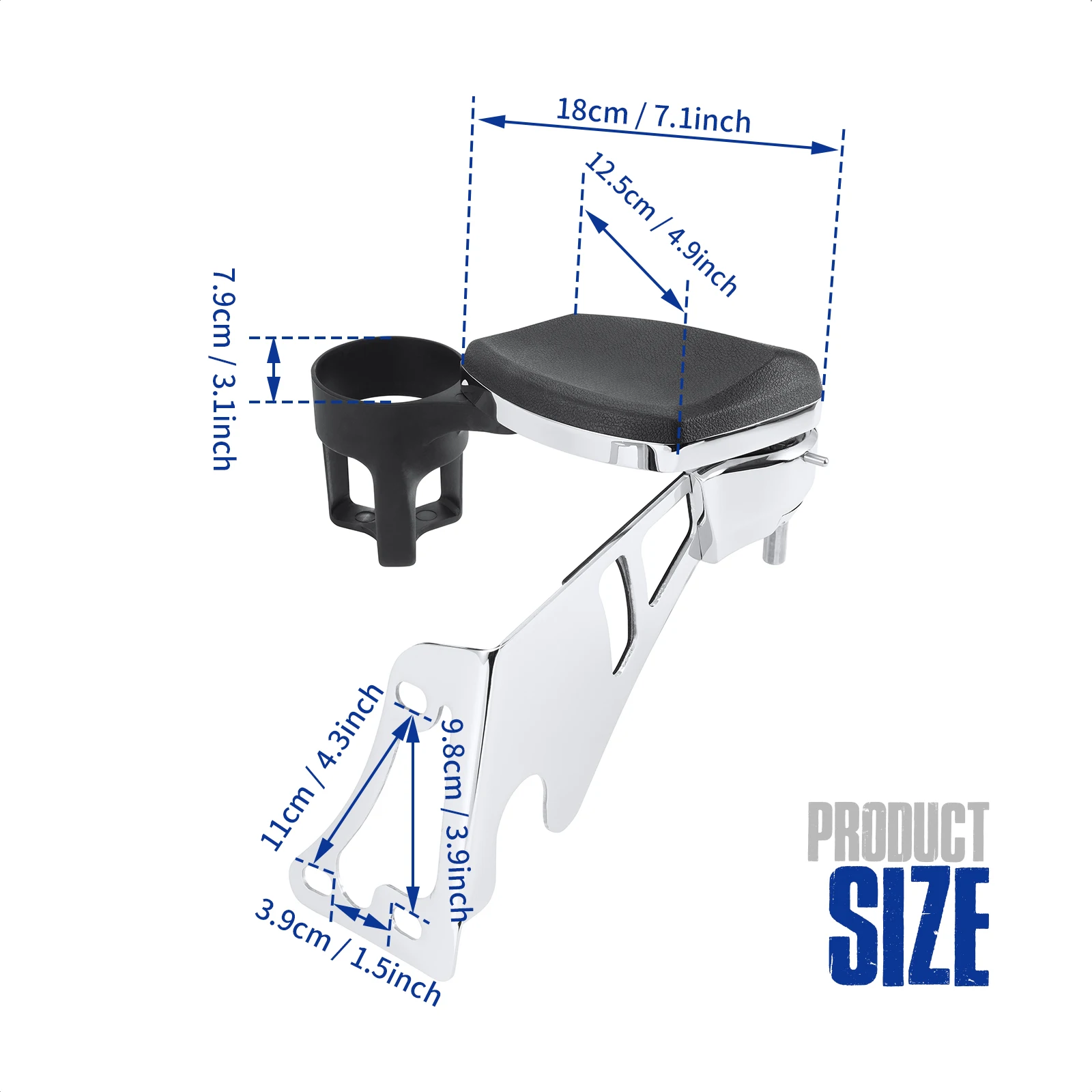 Motorcycle Adjustable Rear Passenger Arm Rests W/Drink Holder For Harley Touring CVO Road Electra Street Tri Glide 2009-2013