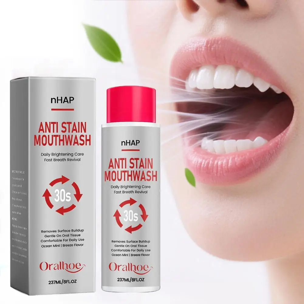 Anti-Stain Mouthwash Daily Brightening Care Fast Cleaning Odor Breath Removes Yellow Stains Surface Mint Flavor Teeth Mouthwash
