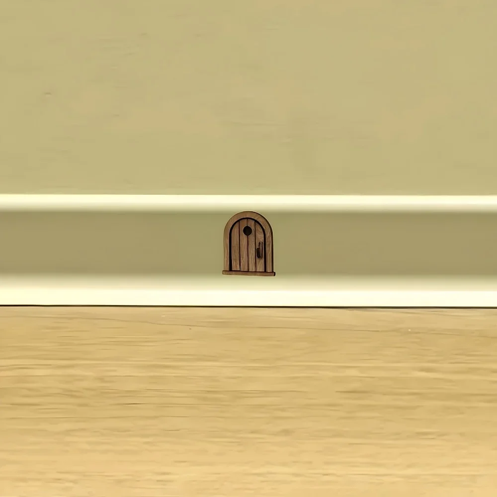 Handgefertigte Holz-Mausloch-Türdekoration – Retro-Stil – Holzmaserung – Wandkunst, einfache Installation, Innen-/Außendekoration für Zuhause – Detail 6