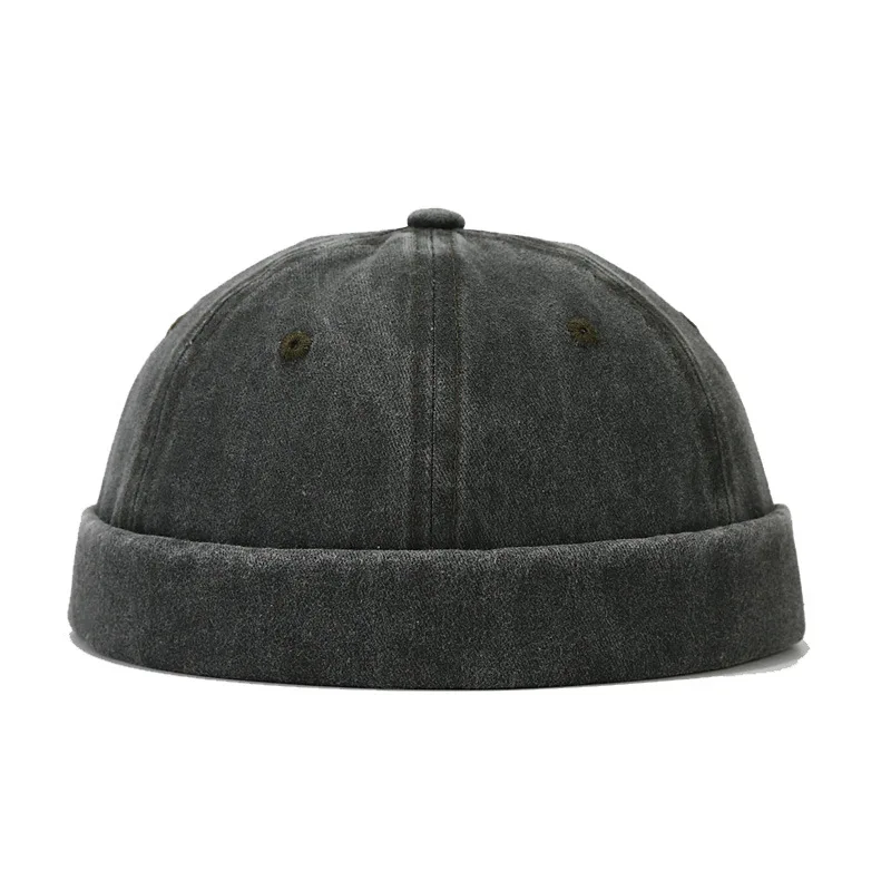 Berretto con teschio in cotone lavato vintage unisex hip hop streetwear per uomo e donna berretto da ballo traspirante con cappello da melone tinta unita retrò