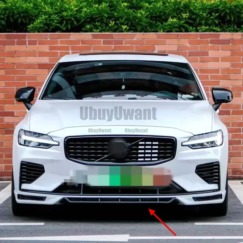 For Volvo NEW S60 V60 (Only For SPORT Style) 3 Pcs Front Bumper Lip Trunk Protector 2020-2025 Car Styling Unpainted / Carbon view 6