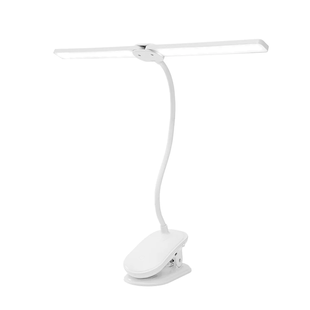 

LED Clamp Double Desk Lamp Flexible Gooseneck Touch Dimming Table Lamp USB Charging Clip on Lamp for Office