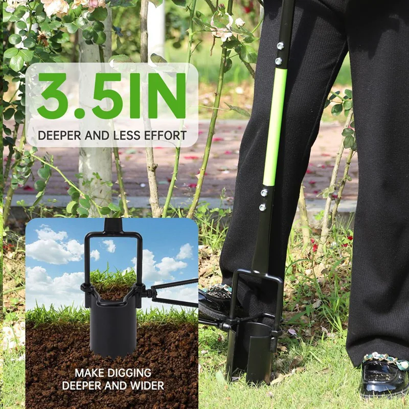 

AT19-Bulb Planter Tool Crocus Long Handled Transplanter Comfortable T-Shaped Handle Multi-Purpose Gardening Tool For Weeding