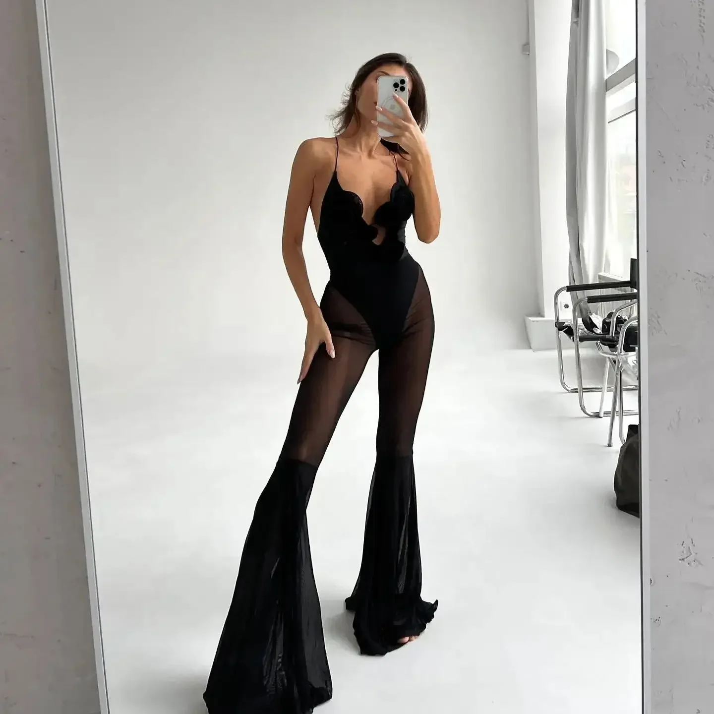 2024 V Neck One Piece Swimsuit with Cover Up Pants Swimwear Women Bodysuit Monokini High Leg Swim Suit Bathing Suit Beachwear